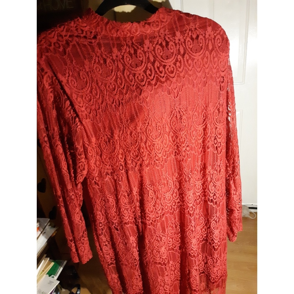 Long Sleeve Red Lace Dress